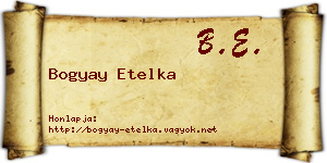 Bogyay Etelka névjegykártya